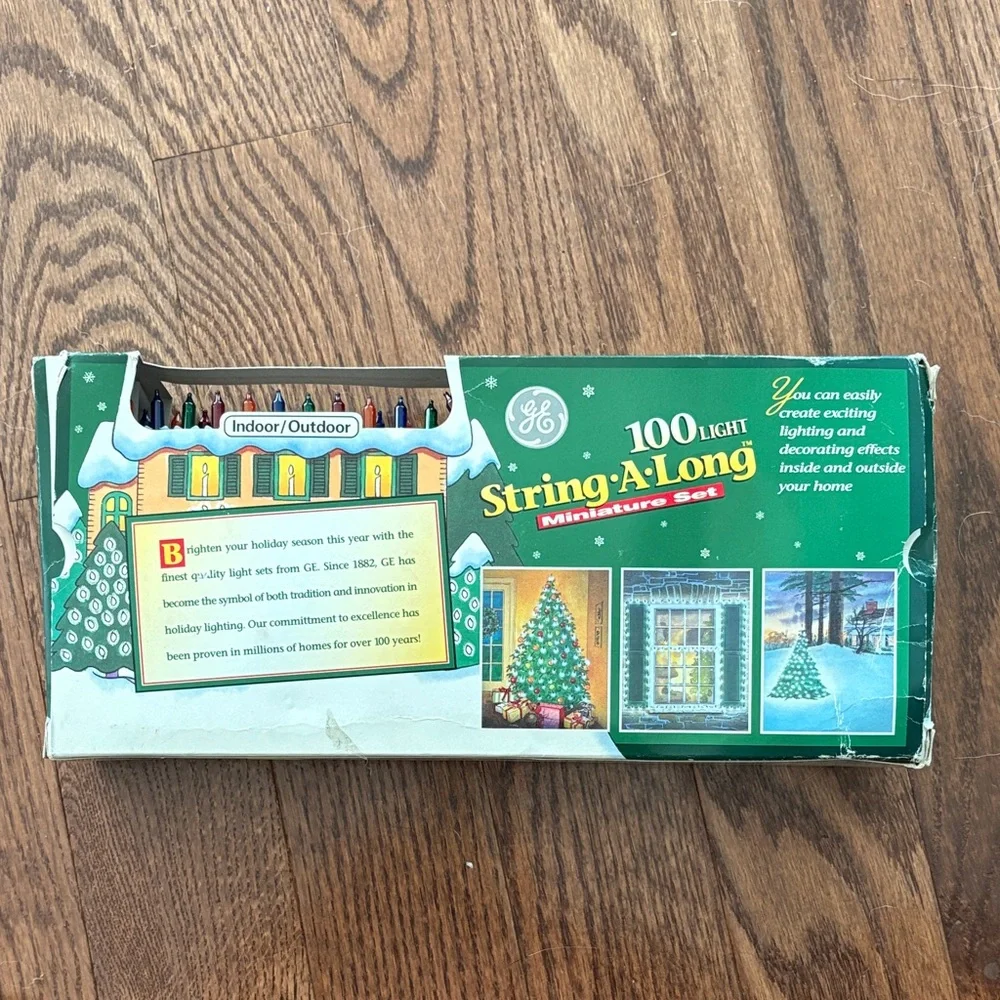 Vintage GE String-A-Long 100 Light Miniature Set - Multi-Color